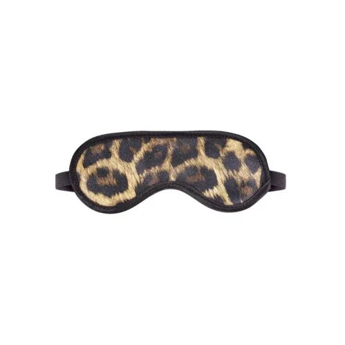 Leopard-print padded eye mask blindfold with elastic strap