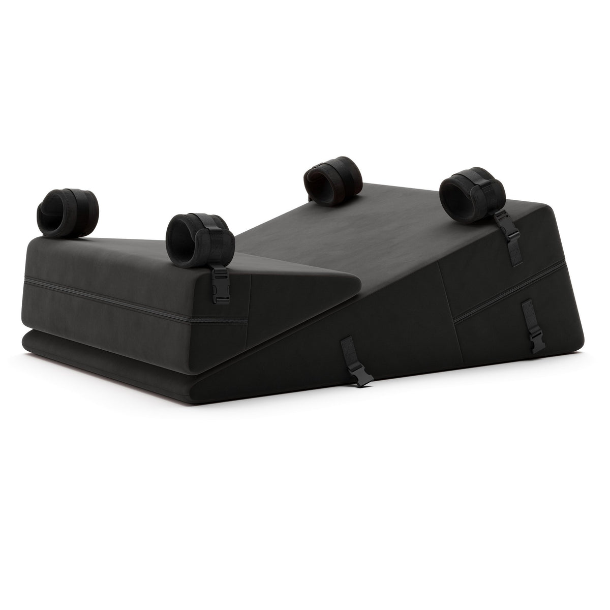 Liberator Black Label Wedge Ramp Combo in black with four cuffs, on white