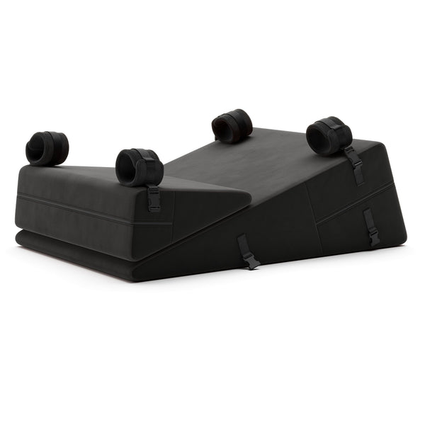 Liberator Black Label Wedge Ramp Combo in black with four cuffs, on white