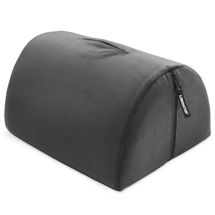 Liberator BonBon toy mount in black, domed cushion with top slot, on white