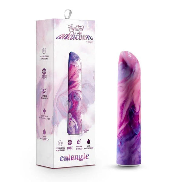 Limited Addiction Entangle power bullet in pink and purple marbled silicone with its box