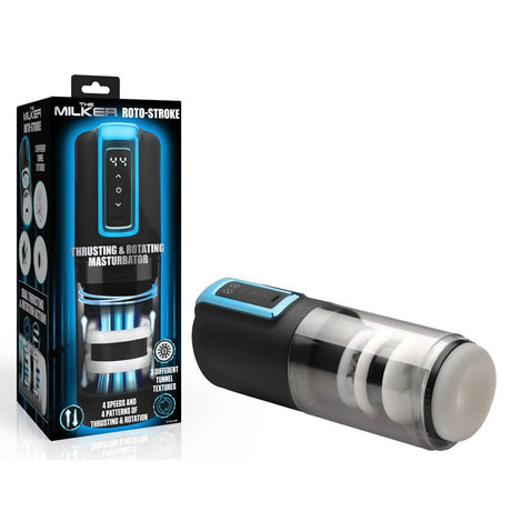 Buy LoveBotz The Milker Roto - Stroke - USB Rechargeable Thrusting & Rotating Male Masturbator – Naughtyhut NZ sex toys online. Discreet delivery & top brands.