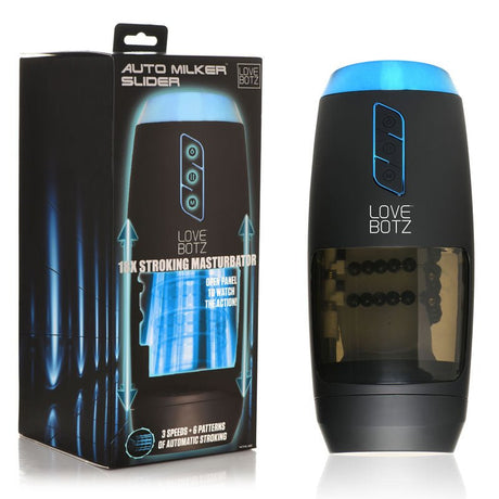 Buy LoveBotz The Milker Slider 18X Stroking Masturbator - USB Rechargeable Stroking Masturbator – Naughtyhut NZ sex toys online. Discreet delivery & top brands.