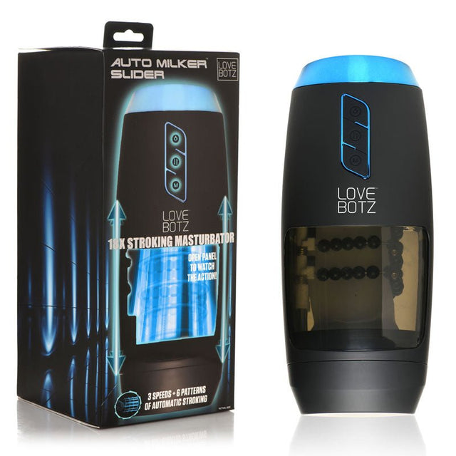 Buy LoveBotz The Milker Slider 18X Stroking Masturbator - USB Rechargeable Stroking Masturbator – Naughtyhut NZ sex toys online. Discreet delivery & top brands.
