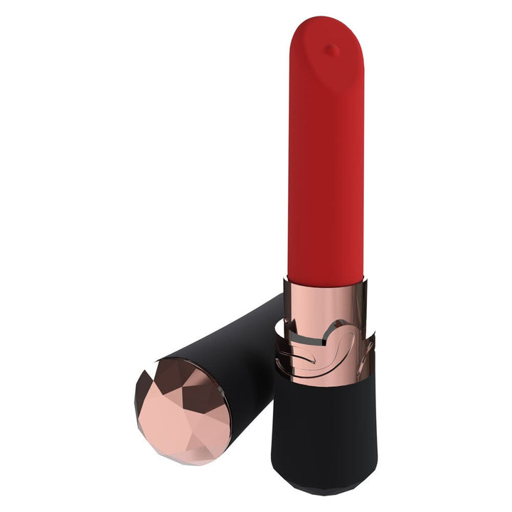 LOVELINE Dahlia - Black - Black/Red 12.5 cm USB Rechargeable Lipstick Vibrator – Sex toys NZ by Naughtyhut. Discreet delivery nationwide.