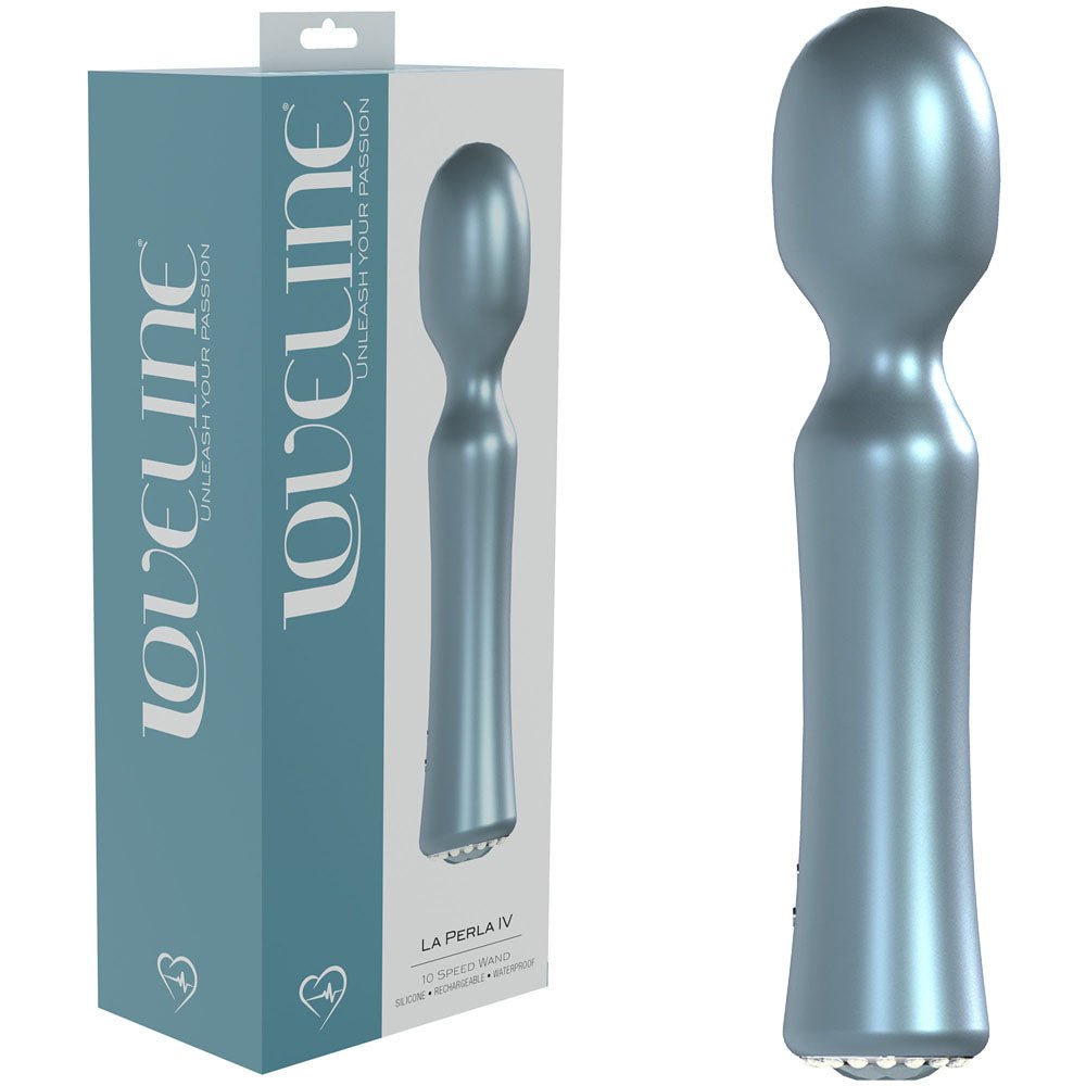 LOVELINE La Perla IV - Blue - Pearlescent Blue 19.2 cm USB Rechargeable Massage Wand – Sex toys NZ by Naughtyhut. Discreet delivery nationwide.