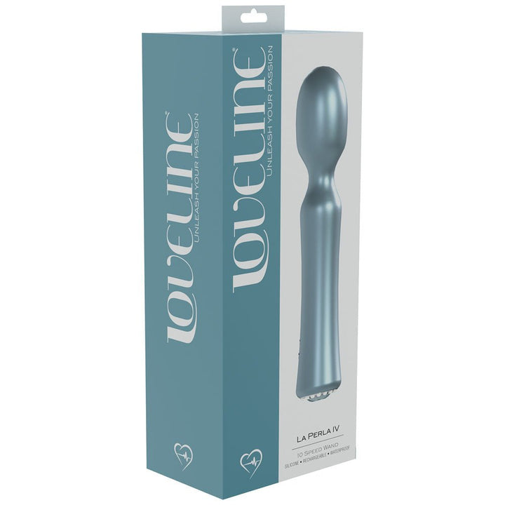 LOVELINE La Perla IV - Blue - Pearlescent Blue 19.2 cm USB Rechargeable Massage Wand – Sex toys NZ by Naughtyhut. Discreet delivery nationwide.