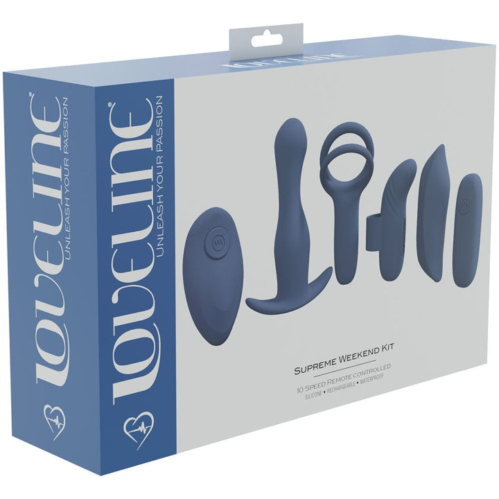 LOVELINE Supreme Weekend Kit - Blue - Blue USB Rechargeable 5 Piece Kit – Sex toys NZ by Naughtyhut. Discreet delivery nationwide.