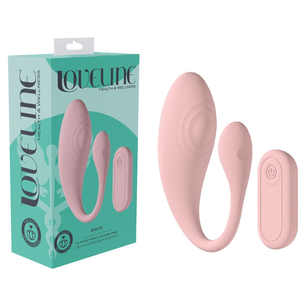 Buy LOVELINE Wave - Pink USB Rechargeable C - Shaped Vibrator with Remote – Naughtyhut NZ sex toys online. Discreet delivery & top brands.