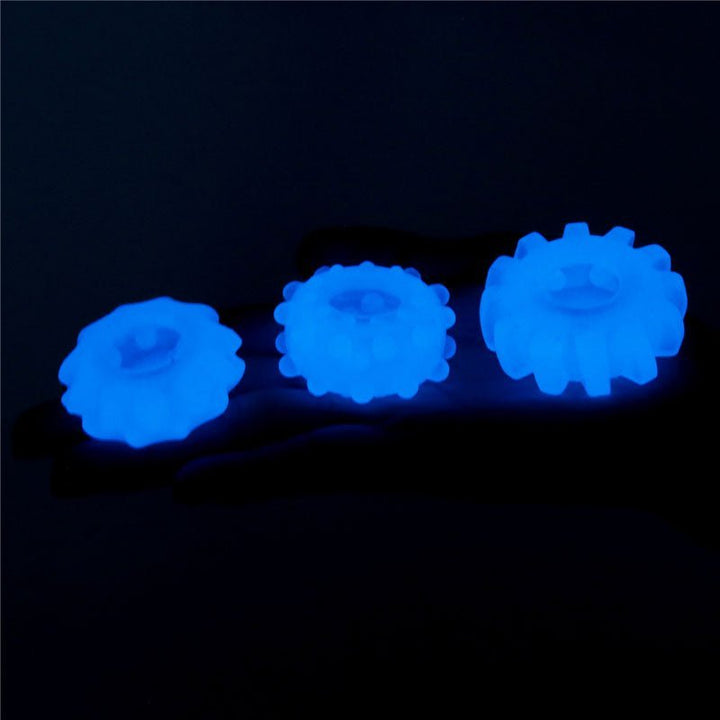 Lumino Play Penis Rings 3 Pack - Glow in the Dark Blue Cock Rings - Set of 3 – Sex toys NZ by Naughtyhut. Discreet delivery nationwide.