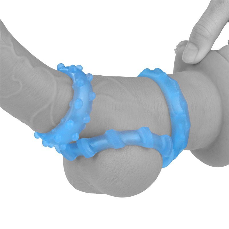 Lumino Play Penis Rings 3 Pack - Glow in the Dark Blue Cock Rings - Set of 3 – Sex toys NZ by Naughtyhut. Discreet delivery nationwide.