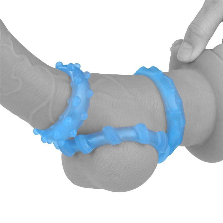 Lumino Play Penis Rings 3 Pack - Glow in the Dark Blue Cock Rings - Set of 3 – Sex toys NZ by Naughtyhut. Discreet delivery nationwide.