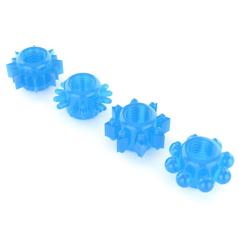 Lumino Play Penis Rings 4 Pack - Glow in the Dark Blue Cock Rings - Set of 4 – Sex toys NZ by Naughtyhut. Discreet delivery nationwide.