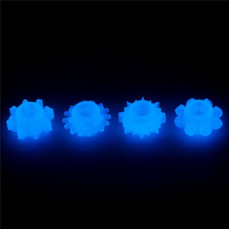 Lumino Play Penis Rings 4 Pack - Glow in the Dark Blue Cock Rings - Set of 4 – Sex toys NZ by Naughtyhut. Discreet delivery nationwide.