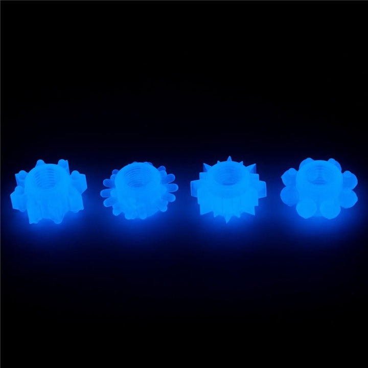 Lumino Play Penis Rings 4 Pack - Glow in the Dark Blue Cock Rings - Set of 4 – Sex toys NZ by Naughtyhut. Discreet delivery nationwide.
