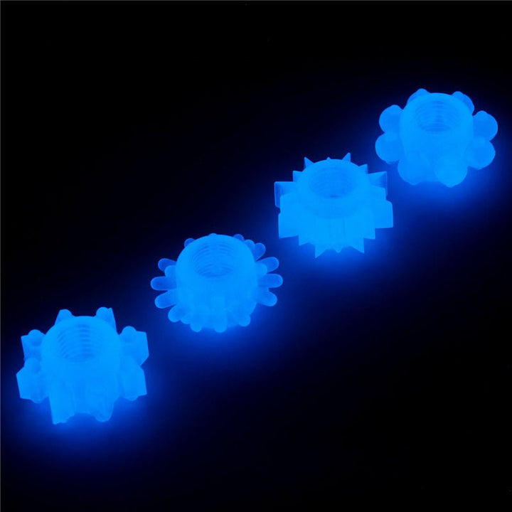 Lumino Play Penis Rings 4 Pack - Glow in the Dark Blue Cock Rings - Set of 4 – Sex toys NZ by Naughtyhut. Discreet delivery nationwide.