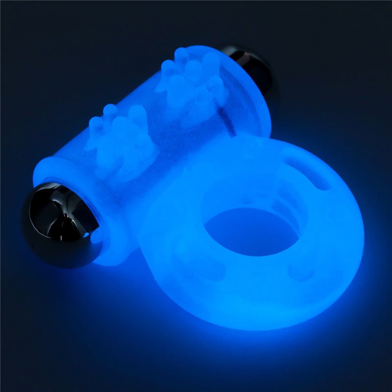 Buy Lumino Play Vibrating Penis Ring - Glow in the Dark Blue Vibrating Cock Ring – Naughtyhut NZ sex toys online. Discreet delivery & top brands.