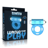 Buy Lumino Play Vibrating Penis Ring - Glow in the Dark Blue Vibrating Cock Ring – Naughtyhut NZ sex toys online. Discreet delivery & top brands.