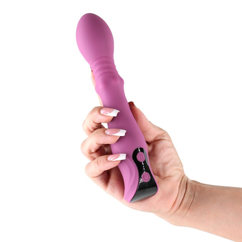 Buy Lust - n - Dreams - Cadence - Blush - Purple 18.2 cm USB Rechargeable Thrusting & Sliding Vibrator – Naughtyhut NZ sex toys online. Discreet delivery & top brands.