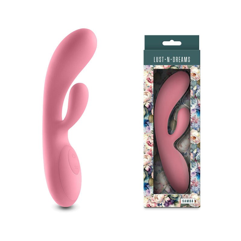 Buy Lust - n - Dreams - Samba - Coral - Pink 19.4 cm USB Rechargeable Rabbit Vibrator – Naughtyhut NZ sex toys online. Discreet delivery & top brands.