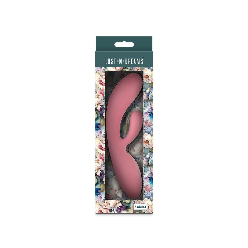 Buy Lust - n - Dreams - Samba - Coral - Pink 19.4 cm USB Rechargeable Rabbit Vibrator – Naughtyhut NZ sex toys online. Discreet delivery & top brands.