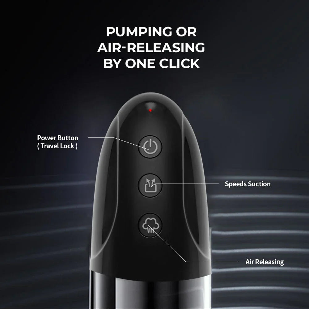 Automatic pump control close-up, power, suction and air-release buttons