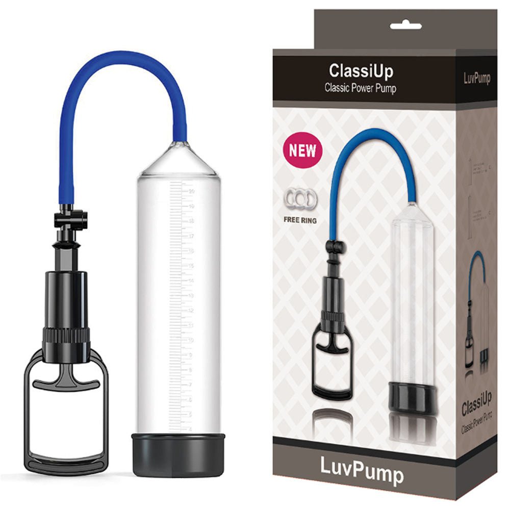 Buy LuvPump ClassiUp Classic Power Pump - Medium - Clear Penis Pump – Naughtyhut NZ sex toys online. Discreet delivery & top brands.