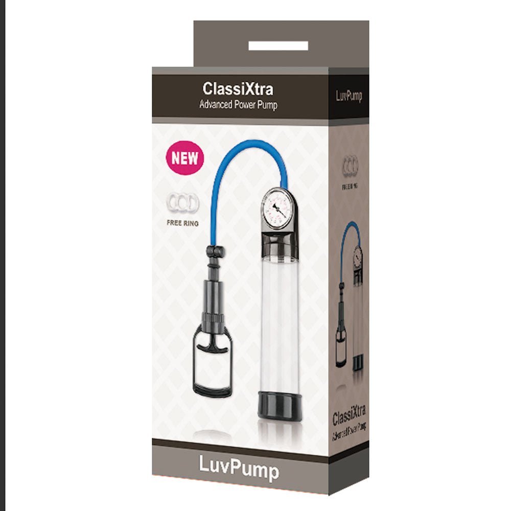 Buy LuvPump ClassiXtra Advanced Power Pump - Clear Penis Pump with Pressure Gauge – Naughtyhut NZ sex toys online. Discreet delivery & top brands.