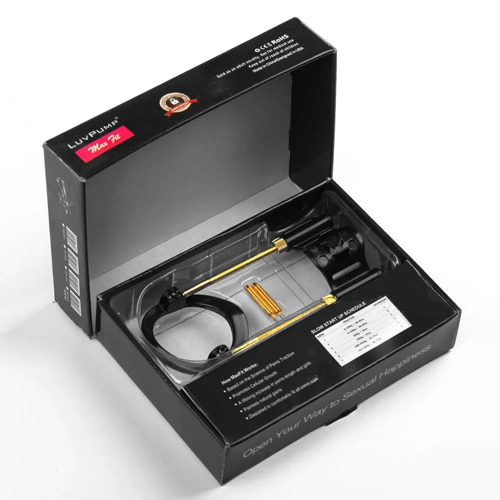 Max Fit luxury kit fitted in its open black presentation box