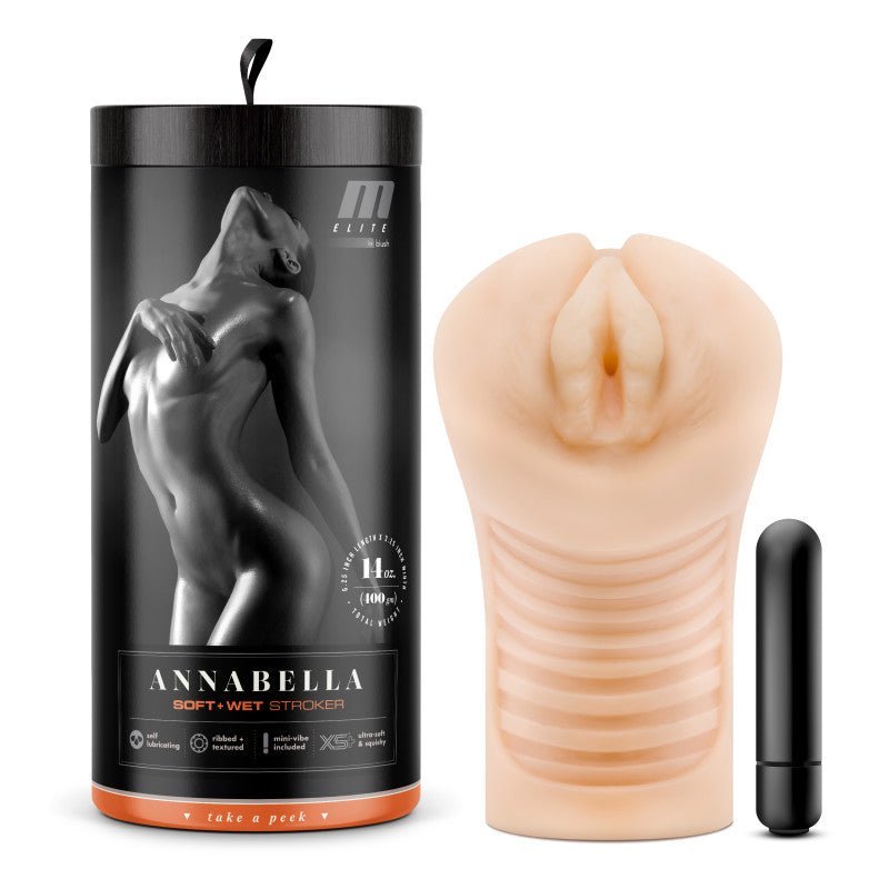 M Elite Soft and Wet - Annabella - Flesh Vibrating Vagina Stroker – Sex toys NZ by Naughtyhut. Discreet delivery nationwide.