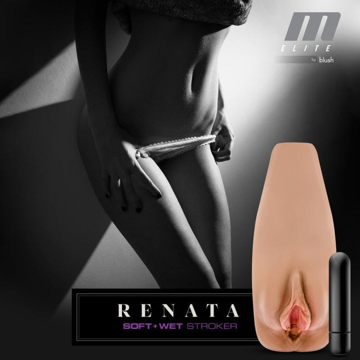 M Elite Soft and Wet - Renata - Tan Vibrating Vagina Stroker – Sex toys NZ by Naughtyhut. Discreet delivery nationwide.