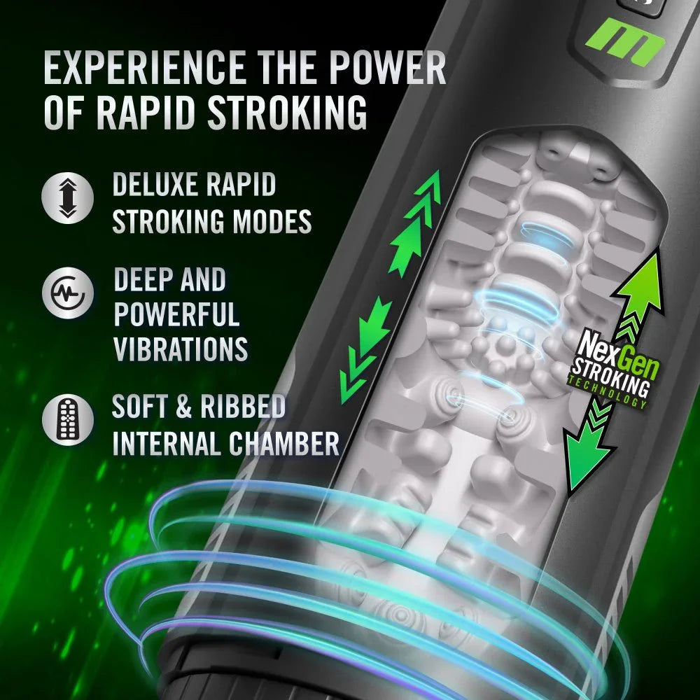 Master Blaster panel: rapid stroking with a cutaway of the ribbed internal chamber