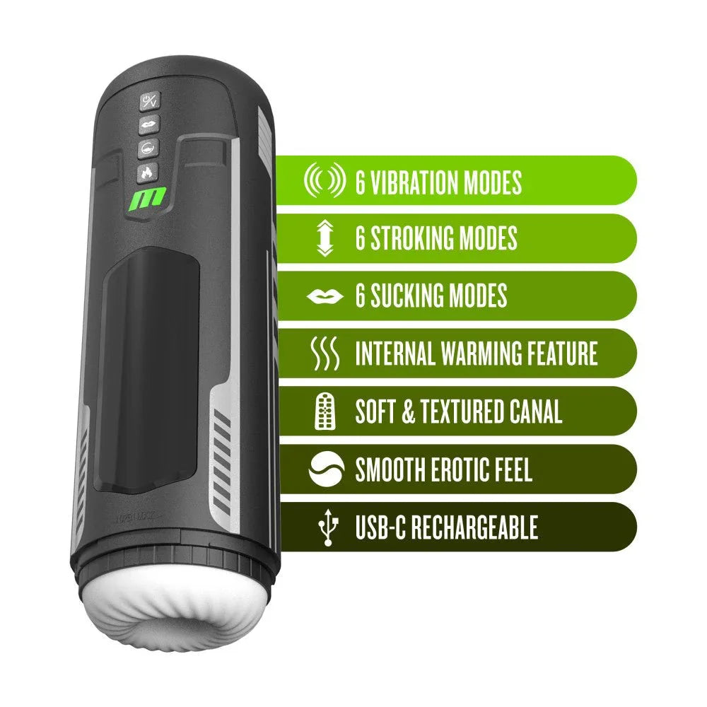 Master Blaster feature list: 6 vibration, stroking and sucking modes, internal warming