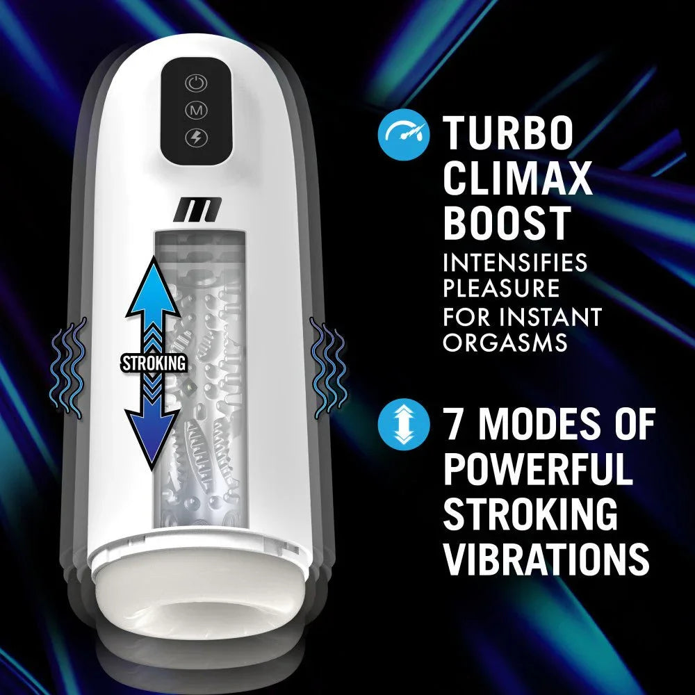 Robo-Bator panel: turbo climax boost with 7 modes of powerful stroking vibrations