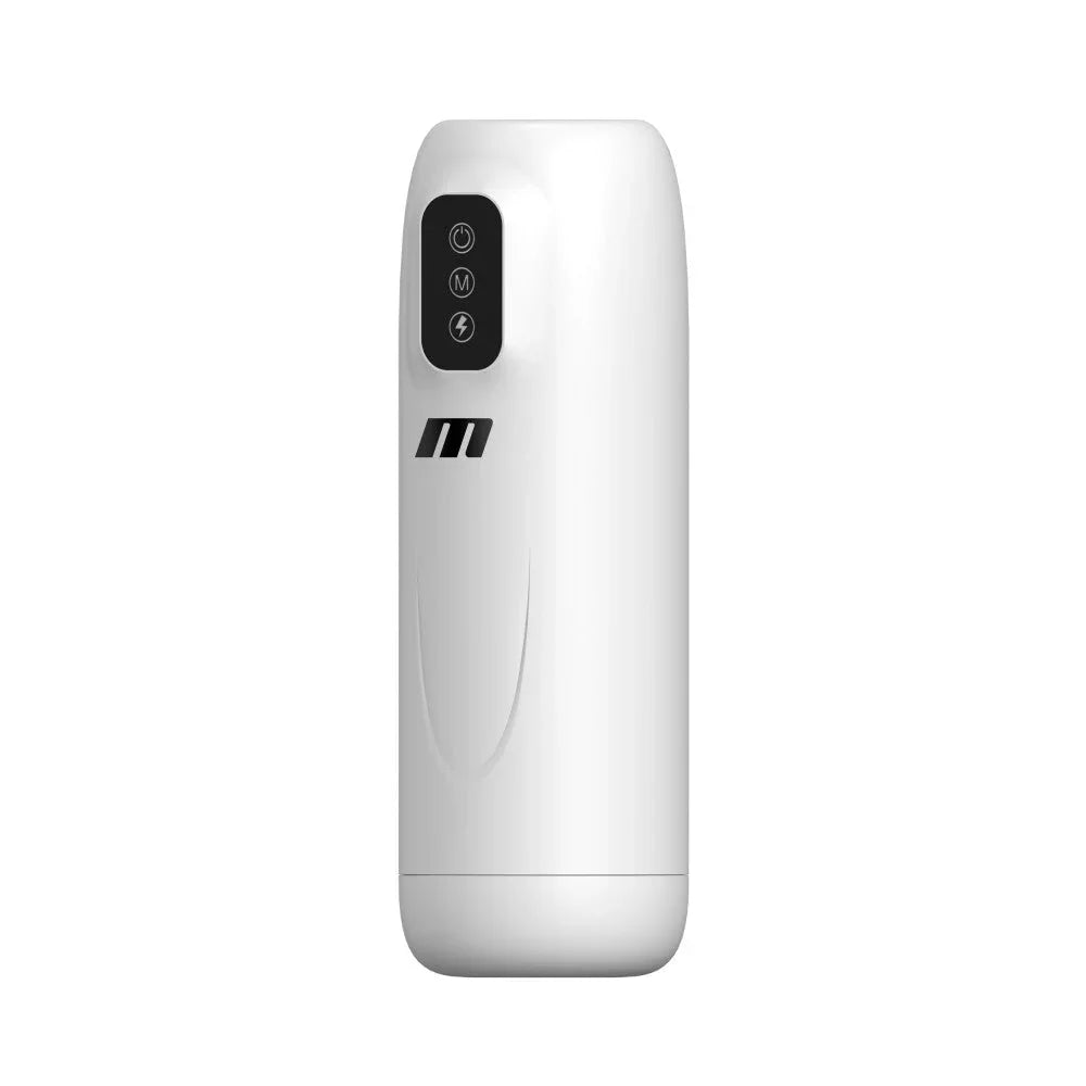 White M For Men Robo-Bator standing upright on white, control panel at the top