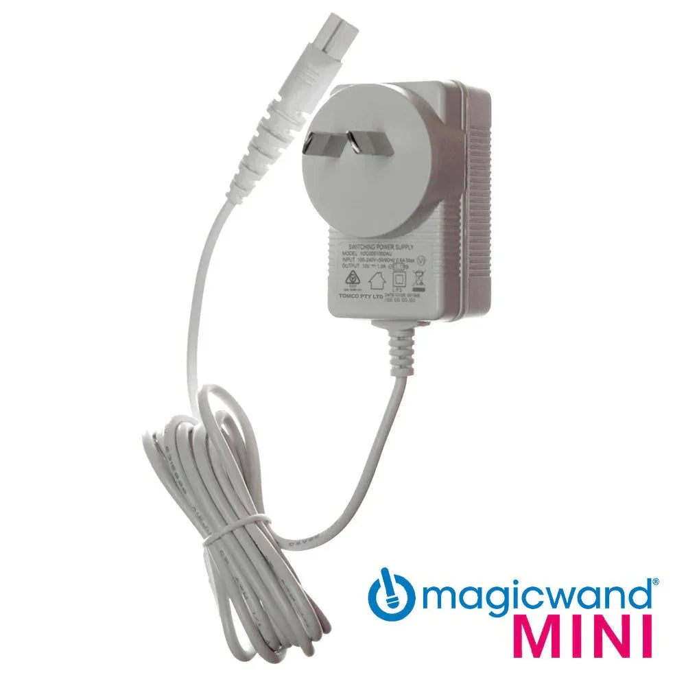 Magic Wand Mini replacement power charger, white NZ plug with coiled cable