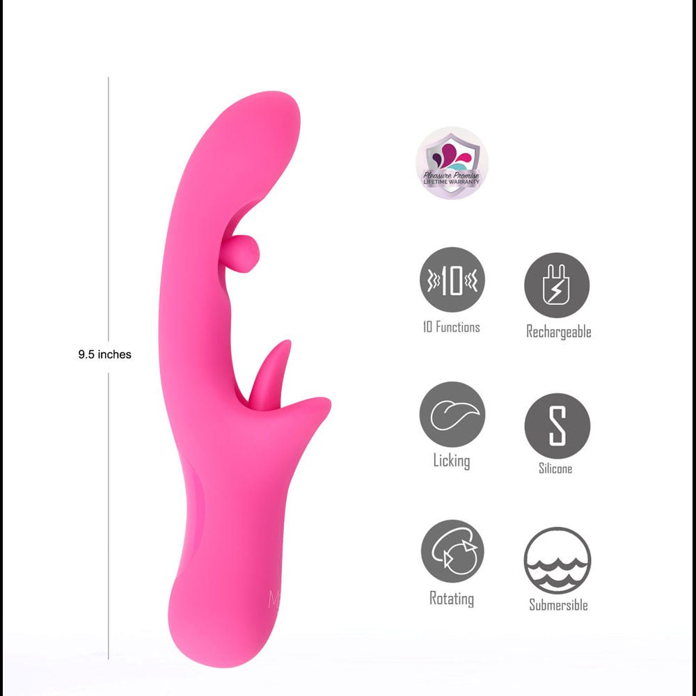 Buy Maia ALORA - Pink 24.1 cm USB Rechargeable Rotating & Licking Vibrator – Naughtyhut NZ sex toys online. Discreet delivery & top brands.