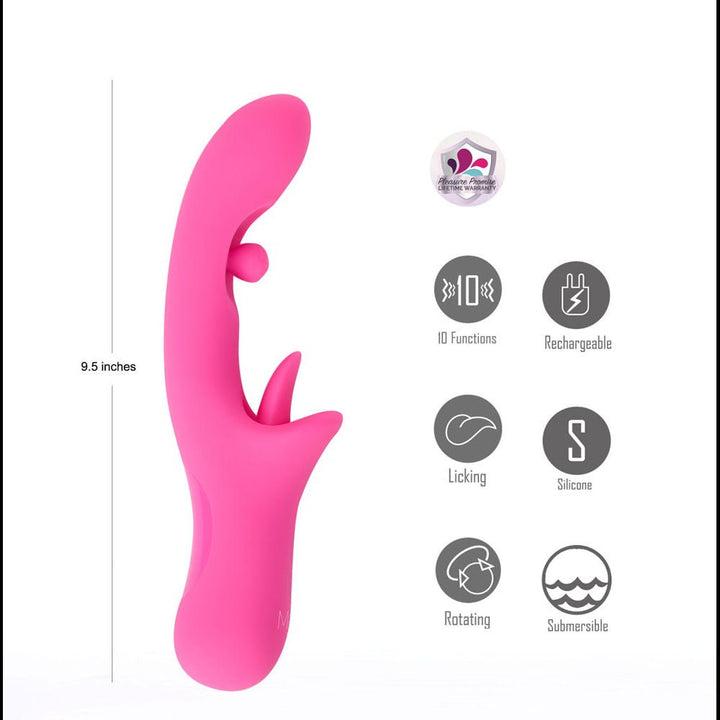 Maia ALORA - Pink 24.1 cm USB Rechargeable Rotating & Licking Vibrator – Sex toys NZ by Naughtyhut. Discreet delivery nationwide.