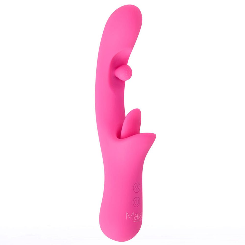 Buy Maia ALORA - Pink 24.1 cm USB Rechargeable Rotating & Licking Vibrator – Naughtyhut NZ sex toys online. Discreet delivery & top brands.