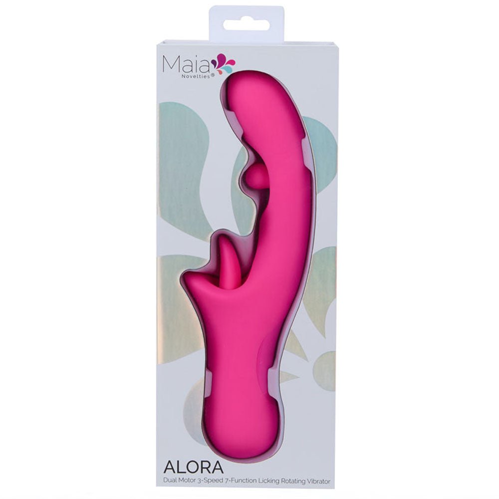 Buy Maia ALORA - Pink 24.1 cm USB Rechargeable Rotating & Licking Vibrator – Naughtyhut NZ sex toys online. Discreet delivery & top brands.