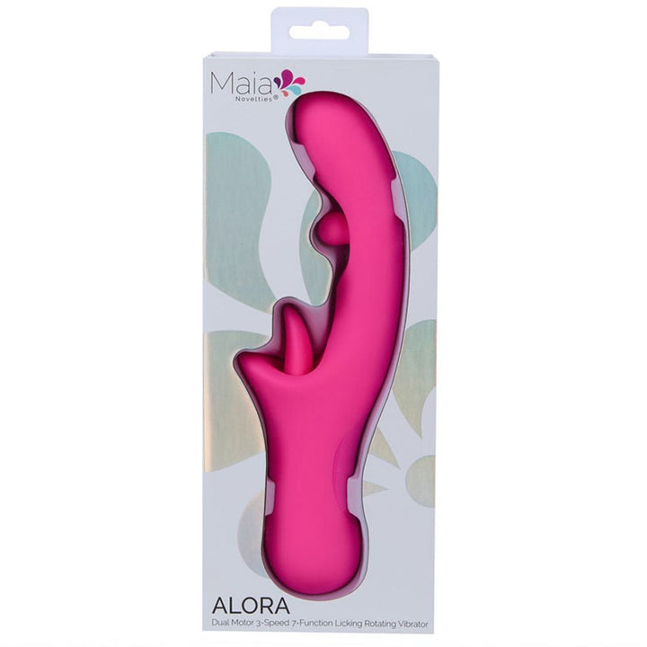 Maia ALORA - Pink 24.1 cm USB Rechargeable Rotating & Licking Vibrator – Sex toys NZ by Naughtyhut. Discreet delivery nationwide.