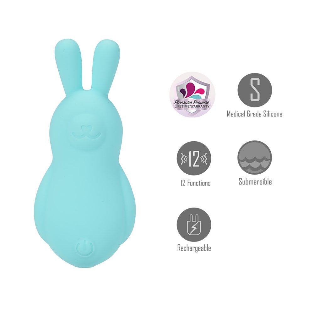 Buy Maia BRI - Teal - Teal 9 cm USB Rechargeable Vibrating Bunny Bullet – Naughtyhut NZ sex toys online. Discreet delivery & top brands.