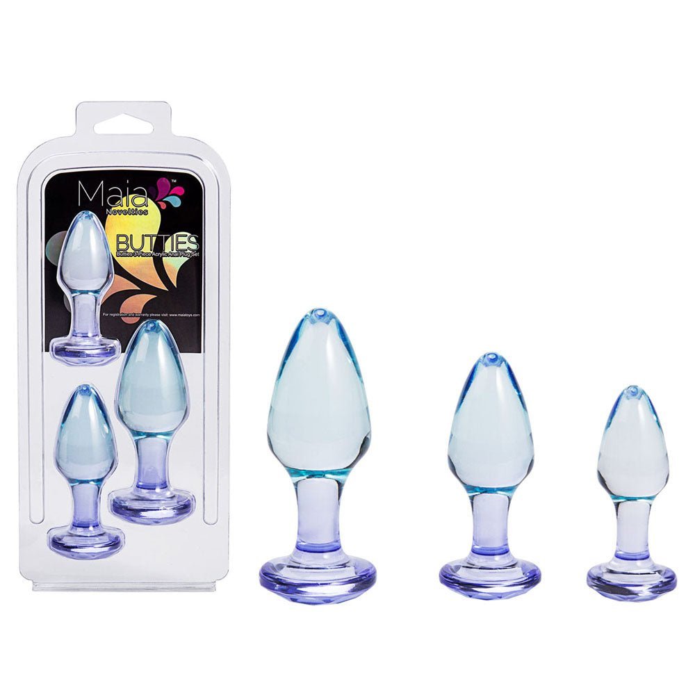 Maia BUTTIES - Clear Butt Plugs - Set of 3 Sizes – Sex toys NZ by Naughtyhut. Discreet delivery nationwide.