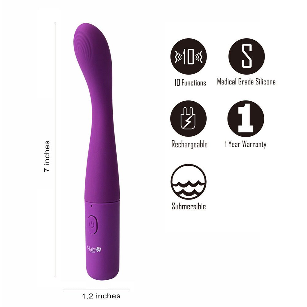 Maia CHELSI - Purple 17.8 cm USB Rechargeable Vibrator – Sex toys NZ by Naughtyhut. Discreet delivery nationwide.