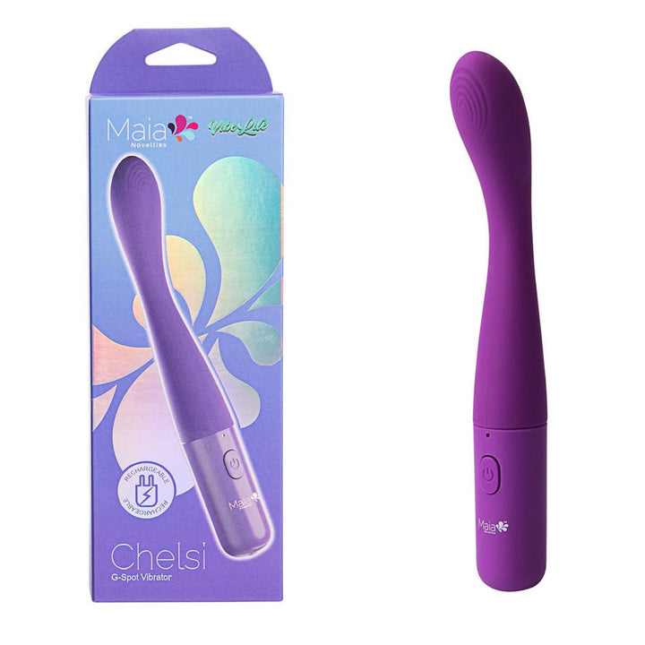Maia CHELSI - Purple 17.8 cm USB Rechargeable Vibrator – Sex toys NZ by Naughtyhut. Discreet delivery nationwide.