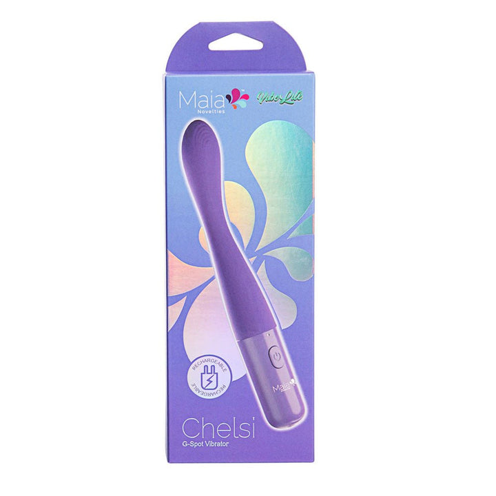 Maia CHELSI - Purple 17.8 cm USB Rechargeable Vibrator – Sex toys NZ by Naughtyhut. Discreet delivery nationwide.