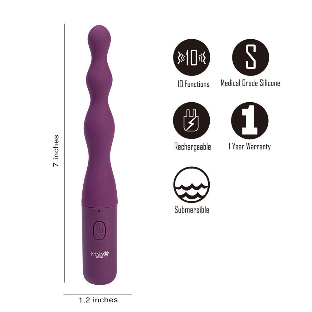 Maia DANI - Purple 17.8 cm USB Rechargeable Beaded Vibrator – Sex toys NZ by Naughtyhut. Discreet delivery nationwide.