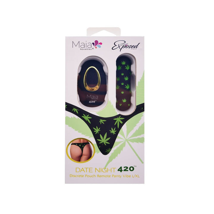 Maia DATE NIGHT 420 PANTY VIBE - L/XL - Black L/XL 420 Panty with Black USB Rechargeable Bullet & Remote – Sex toys NZ by Naughtyhut. Discreet delivery nationwide.