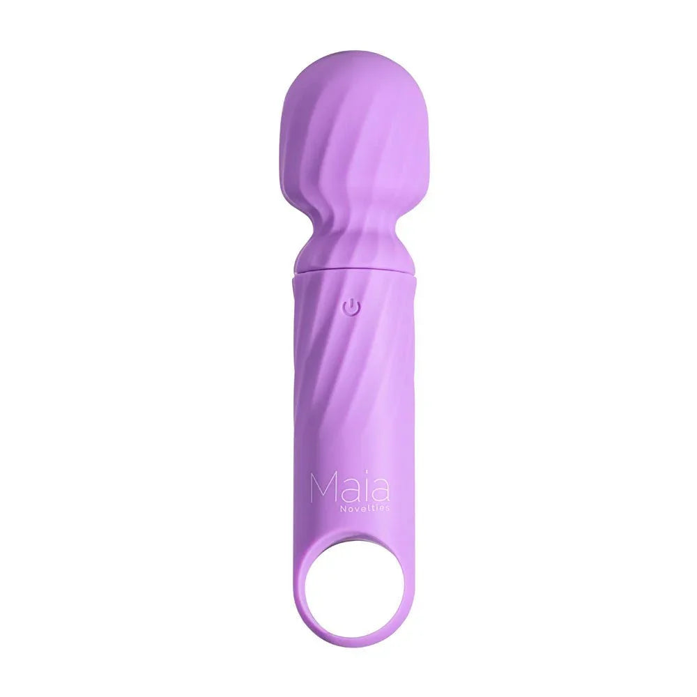 Maia Dolly mini wand in Purple, angled view showing the ribbed head