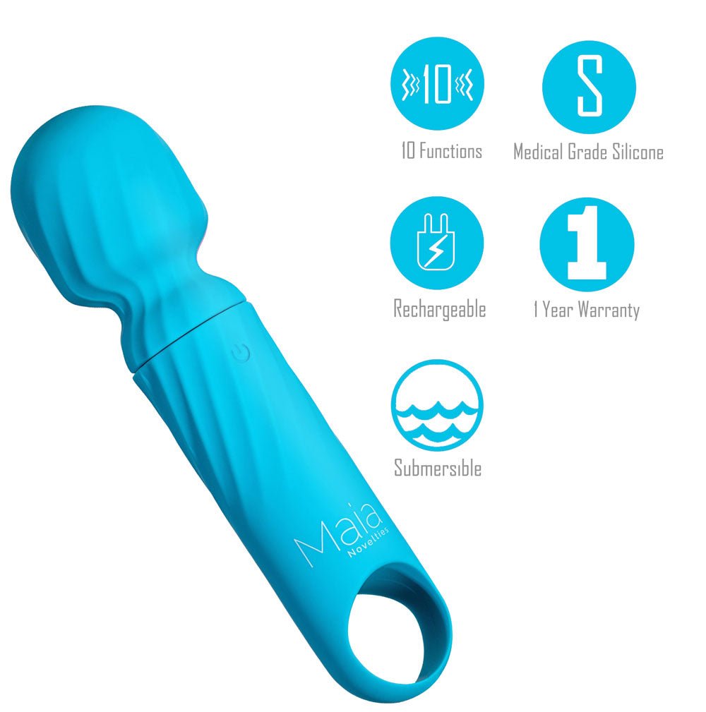 Buy Maia DOLLY - Blue - Blue 12.7 cm USB Rechargeable Massage Wand – Naughtyhut NZ sex toys online. Discreet delivery & top brands.